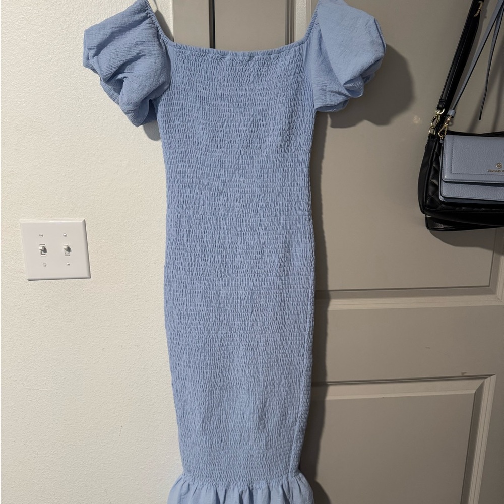 ALANA SMOKED BLUE MIDI DRESS from baltic born